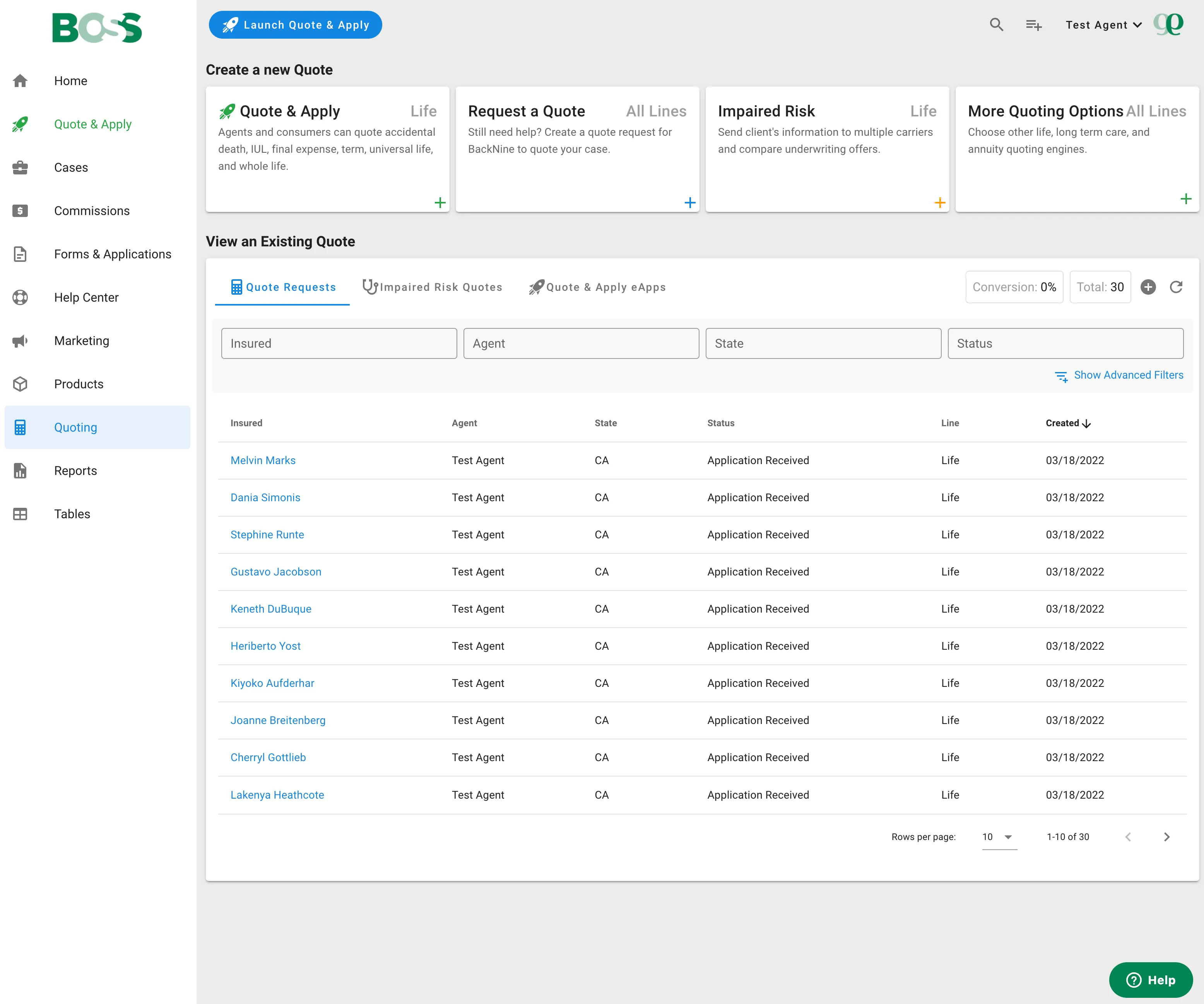 Use built in quoting integrations like Quote & Apply™ or create any Annuity, Life, LTC, or Disability Quote. Through BOSS, you can quote your customers for what they need at lightning speed.